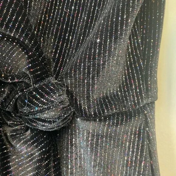 Altar'd State Shimmering Black Stretch Velvet Long Sleeve Mini Dress - Picture 3 of 7